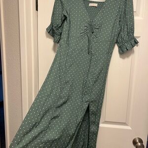 Abercrombie & Fitch Green Puff Sleeve Sundress